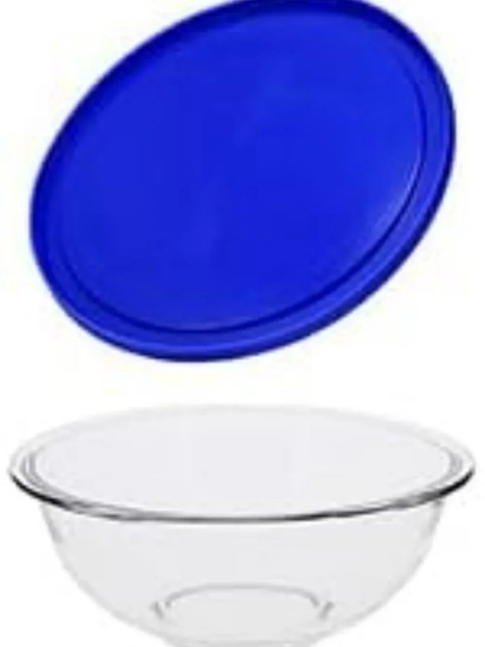 2.5Qt Glass Mixing Bowl with Blue Lid | BPA-Free, Dishwasher Safe, Stain